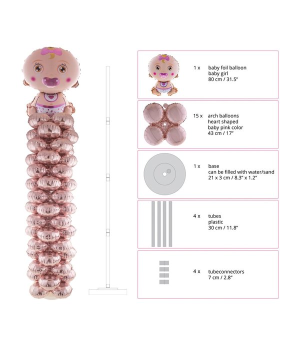 Folie ballonnenpilaar geboorte meisje