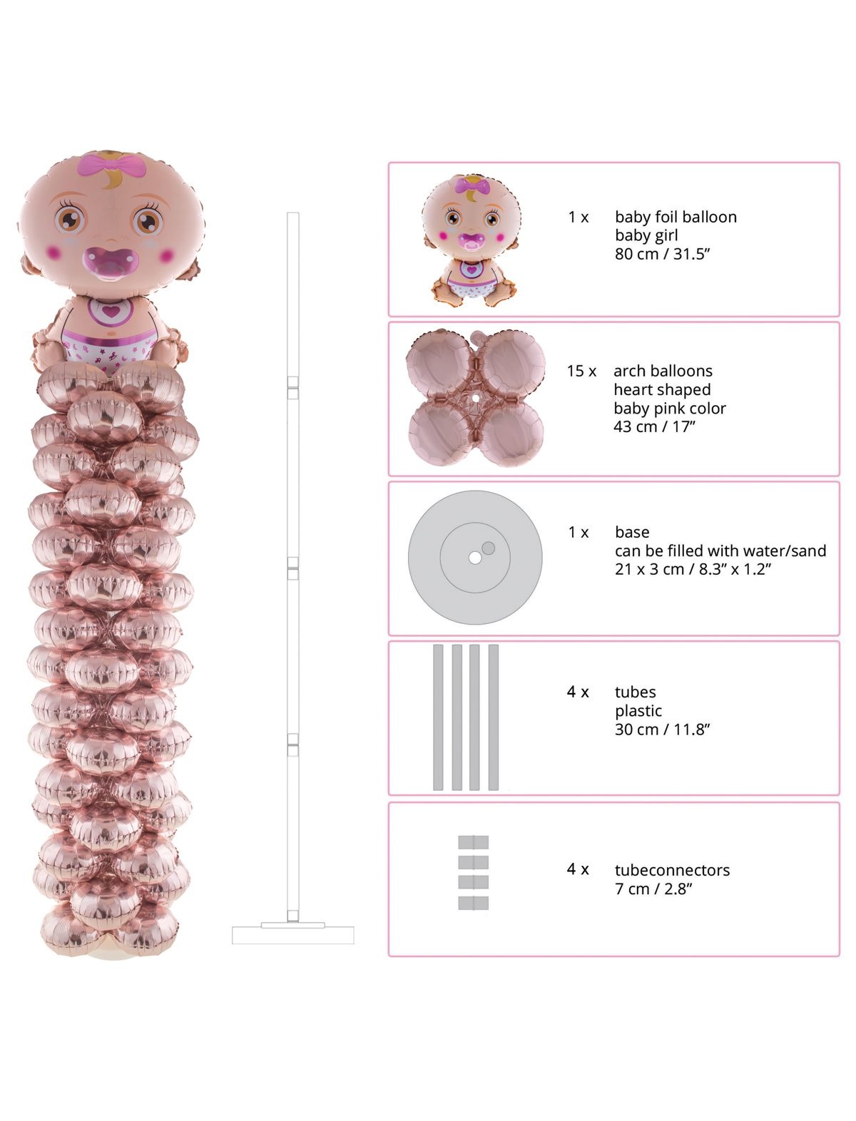 Folie ballonnenpilaar geboorte meisje afbeelding