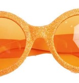 Bril disco glitter neon oranje