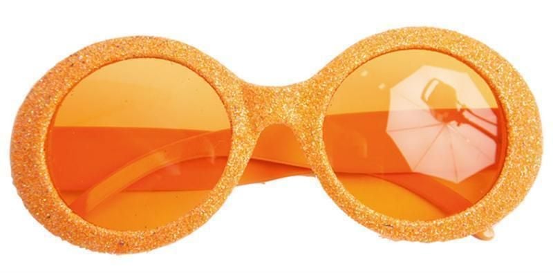 Faram Party - Dames party bril - Oranje met glitters - Seventies/disco