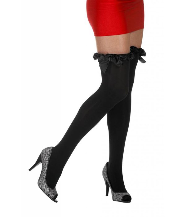 Overknee kousen zwart met zwarte strik