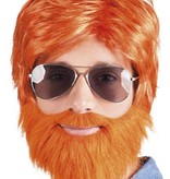Pruik met baard oranje