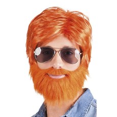 Pruik met baard oranje