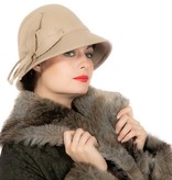 Dameshoed Jaren 20 Beige Luxe Wolvilt