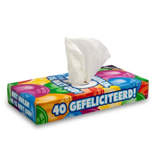 Tissuebox 40 jaar Niet Huilen
