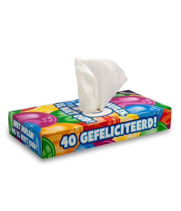 Tissuebox 40 jaar Niet Huilen