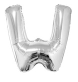 Folieballon Zilver Letter 'W' groot