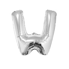 Folieballon Zilver Letter 'W' groot