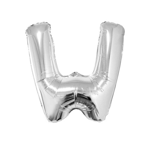 Folieballon Zilver Letter 'W' groot
