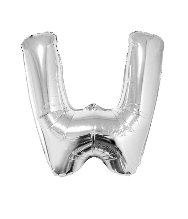 Folieballon Zilver Letter 'W' groot