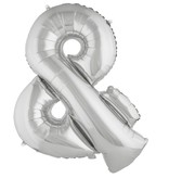 Folieballon Zilver &-teken - 102cm