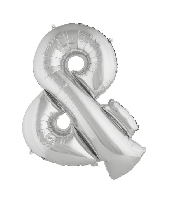 Folieballon Zilver &-teken - 102cm