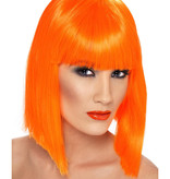 Pruik Glam neon oranje