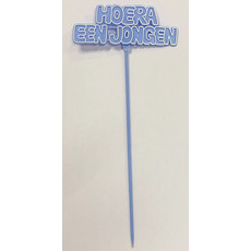 Hoera een Jongen Taartprikkers 24cm (2st)