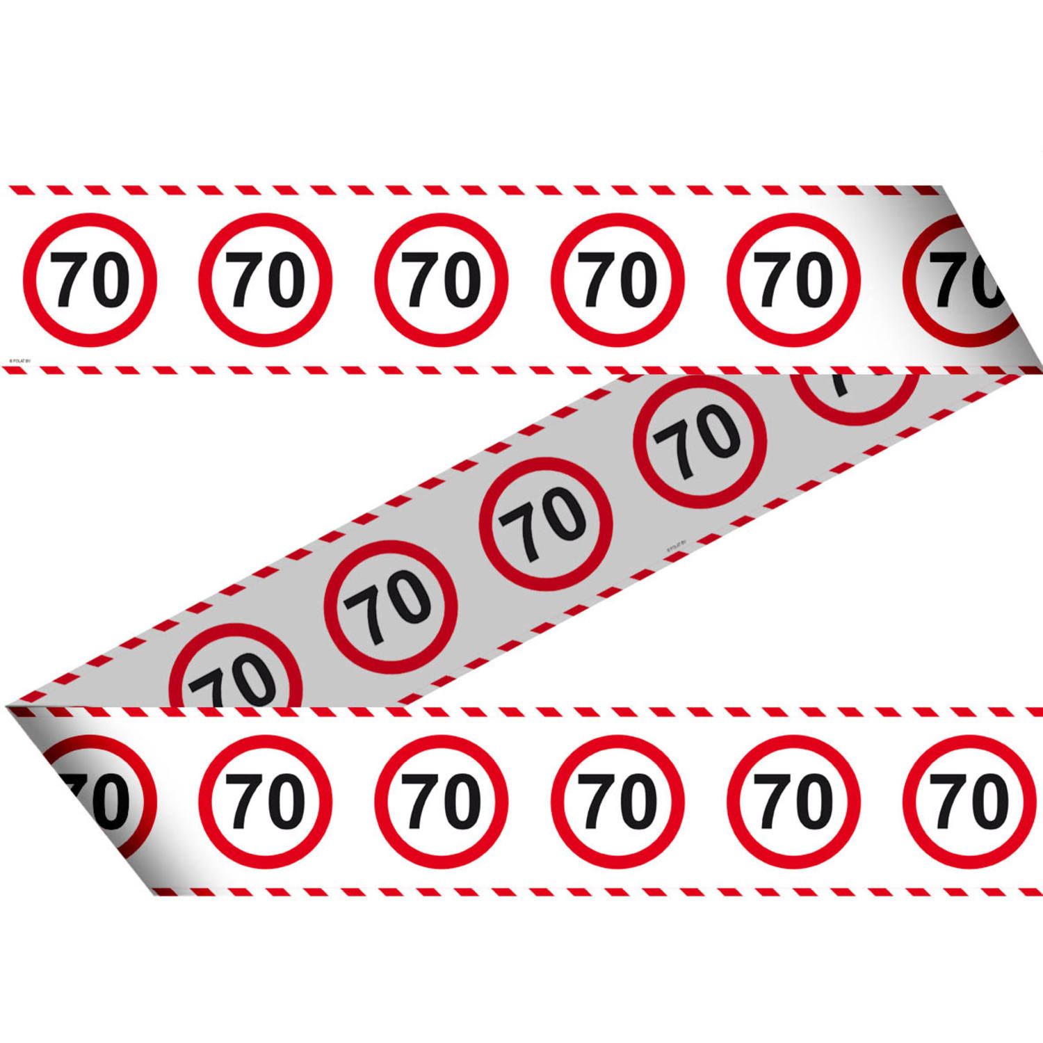 70 Jaar Afzetlint Verkeersbord - 15 meter afbeelding