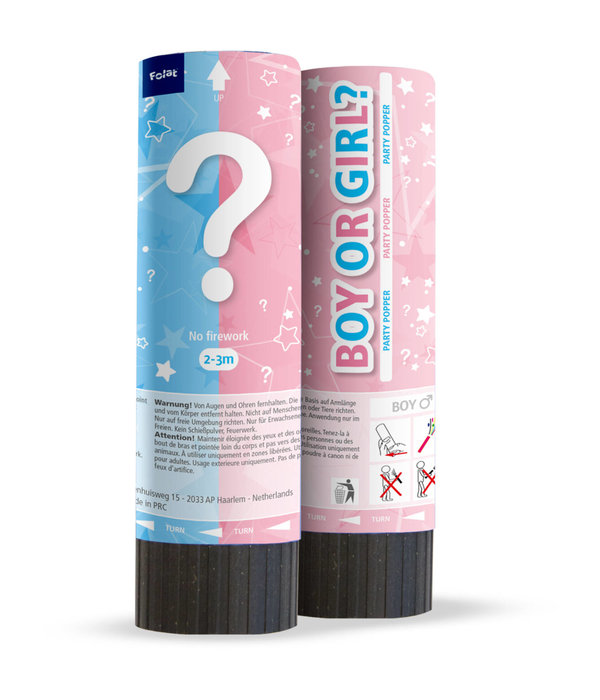 Babyshower geslacht partypopper 15 cm - Jongen