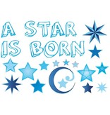 Raamsticker geboorte a star is born blauw jongens