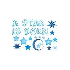Raamsticker geboorte a star is born blauw jongens