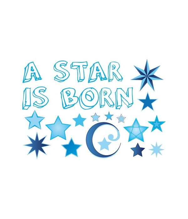 Raamsticker geboorte a star is born blauw jongens