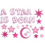 Raamsticker geboorte a star is born roze meisjes