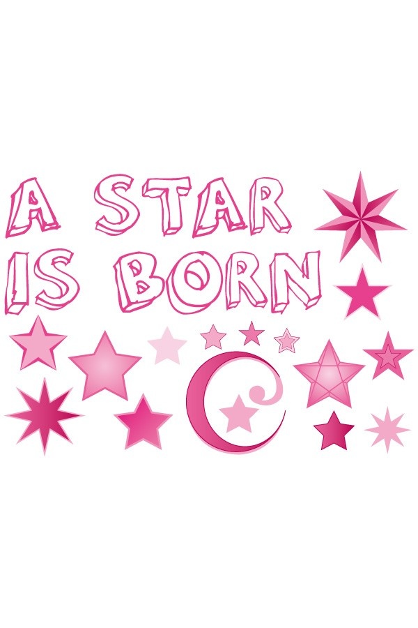Raamsticker geboorte a star is born roze meisjes afbeelding