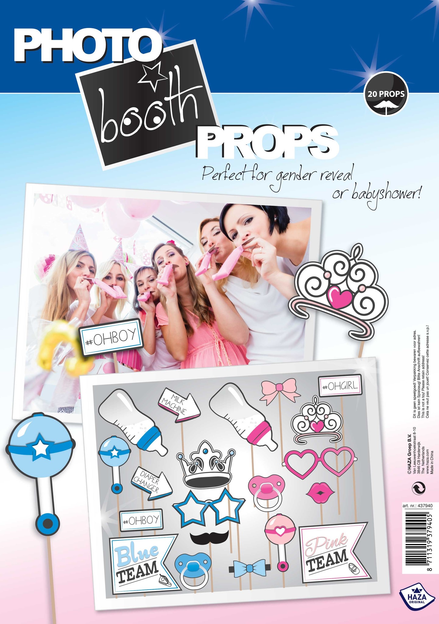Foto Props Gender Reveal 20 stuks