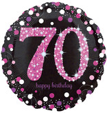 FolieBallon 70 jaar happy birthday sparkling pink 43cm