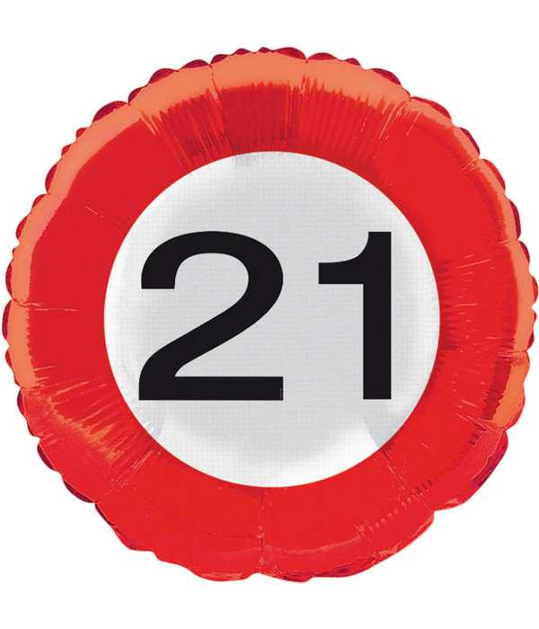 21 jaar verkeersbord folieballon - 46 cm