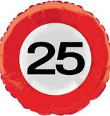 25 Jaar Verkeersbord Helium Ballon - 46 cm