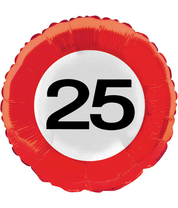 25 Jaar Verkeersbord Helium Ballon - 46 cm