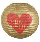 Papieren lampion Love met draadstalen frame (25 cm)