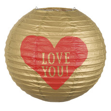 Papieren lampion Love met draadstalen frame (25 cm)