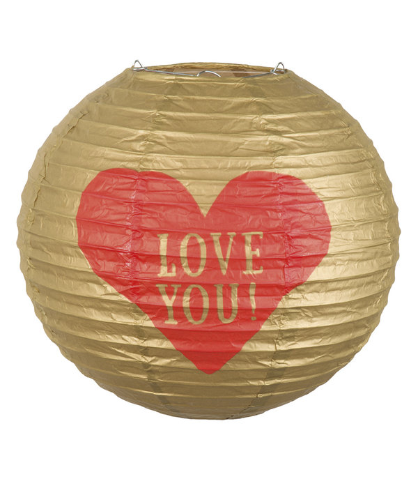 Papieren lampion Love met draadstalen frame (25 cm)