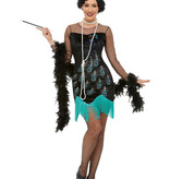 Jaren 20 flapper kostuum pauw