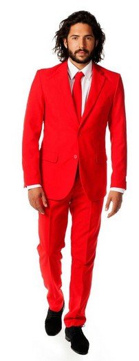 OppoSuits Red Devil - Mannen Kostuum - Rood - Feest - Maat 46