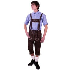 Lederhose donker bruin knee-over met borduursel