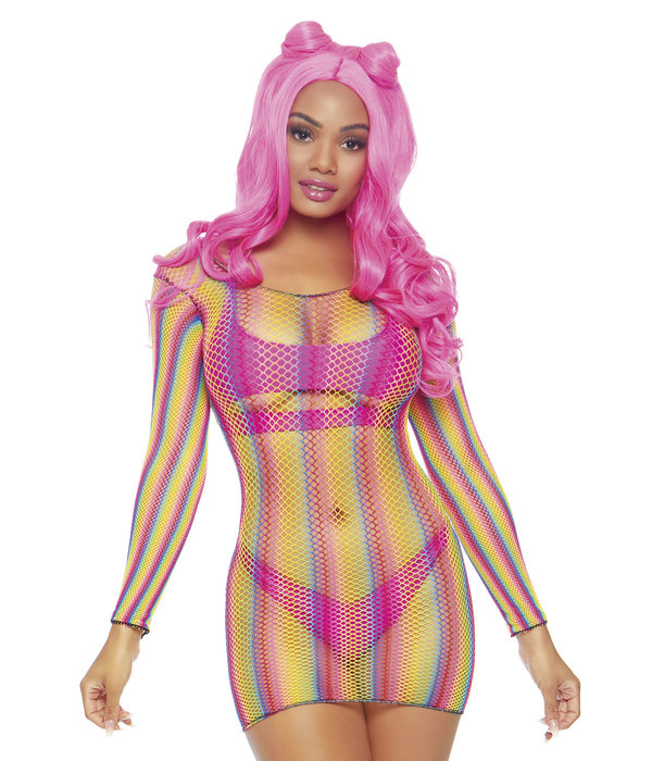 Regenboog visnet jurk/top