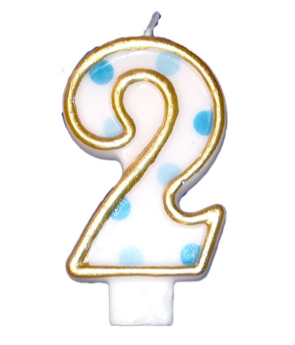 Cijferkaars gespikkeld blauw '2'