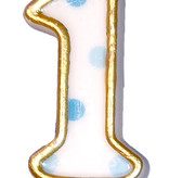 Cijferkaars gespikkeld blauw '1'