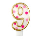 Cijferkaars '9' gespikkeld roze