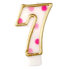 Cijferkaars roze '7' gespikkeld