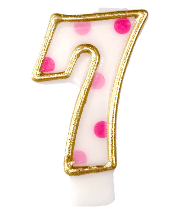 Cijferkaars roze '7' gespikkeld