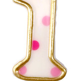 Cijferkaars roze '1' gespikkeld