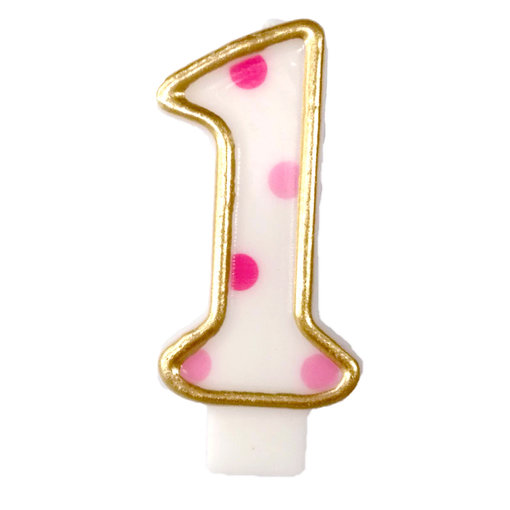 Cijferkaars roze '1' gespikkeld