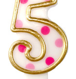 Cijferkaars roze '5' gespikkeld