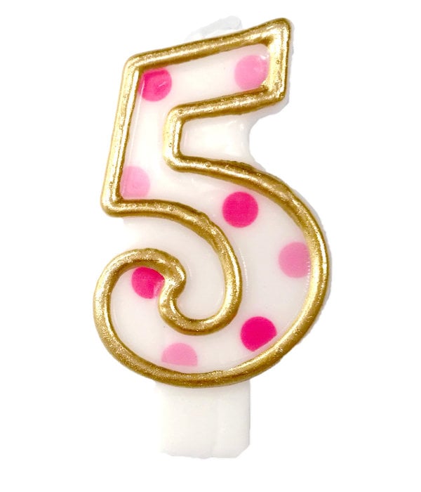 Cijferkaars roze '5' gespikkeld