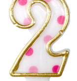 Cijferkaars roze '2' gespikkeld