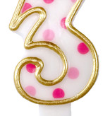 Cijferkaars roze '3' gespikkeld