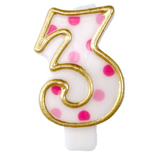 Cijferkaars roze '3' gespikkeld