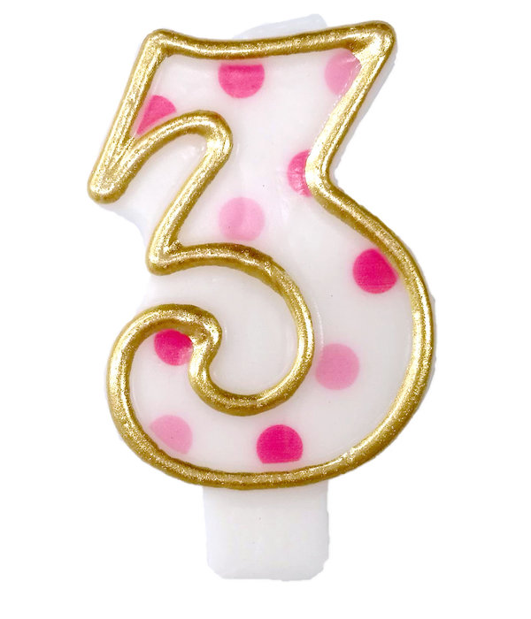 Cijferkaars roze '3' gespikkeld
